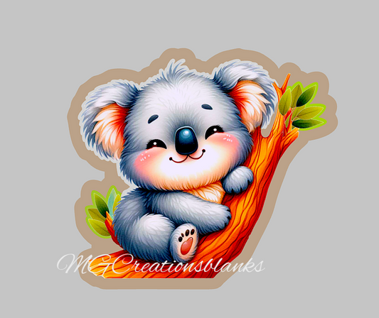 Koala clear acrylic blanks for badge reels with matching vinyl decal, koala acrylic blank, koala vinyl decal, Koalas craft acrylic blanks