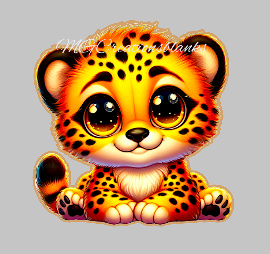 Cheetah clear acrylic blanks for badge reels with matching vinyl decal, Cheetah acrylic blank, Cheetah vinyl decal, Cheetah craft acrylic blanks