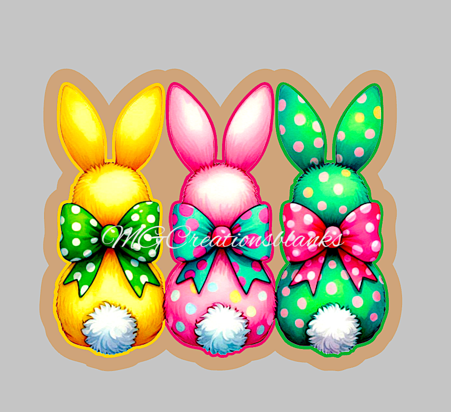 Easter bunnies clear acrylic blank for badge reels with matching vinyl decal, bunny acrylic blank, easter bunnies decal, Easter DIY acrylic blank, Bunny craft blanks