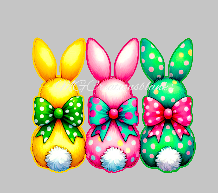 Easter bunnies clear acrylic blank for badge reels with matching vinyl decal, bunny acrylic blank, easter bunnies decal, Easter DIY acrylic blank, Bunny craft blanks