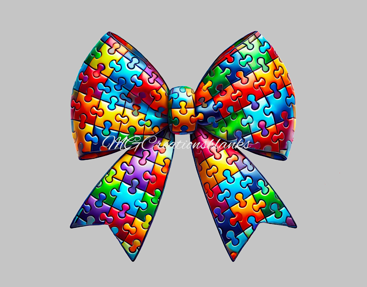 Autism awareness bow clear acrylic blanks & vinyl decal, autism acrylic blank, autism bow vinyl decal, autism cast acrylic, autism badge reel, autism bow acrylic blank