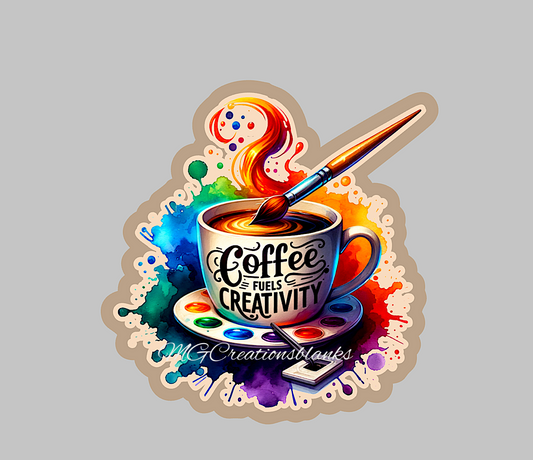Coffee fuels creativity clear acrylic blank for badge reel, coffee vinyl decal, but first coffee acrylic blank, decal, vinyl decal, coffee cast acrylic, coffee cup badge reel