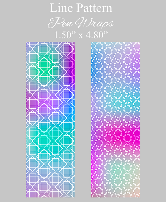 Line pattern printed vinyl pen wraps, Geometric pattern pen wrap vinyl sheet, printed pattern pen wrap, pattern pen wrap vinyl print sheet, multicolored print pattern vinyl for pens, color pen wrap craft vinyl