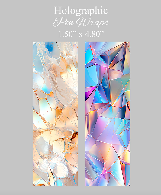 Holographic pattern none reflective pen wrap vinyl sheet, holographic printed pattern pen wrap, ombre pen wrap vinyl print sheet, multicolored print pattern vinyl for pens, color pen wrap craft vinyl