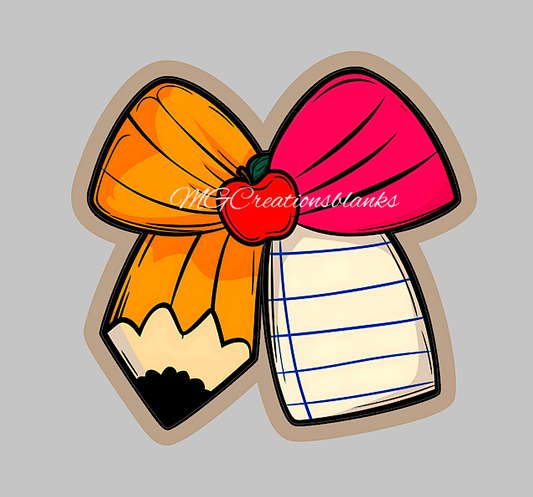 Teacher pencil bow clear acrylic blank for badge reels & vinyl decal, Teacher pencil bow acrylic blank, vinyl decal, cast acrylic, teacher badge reel