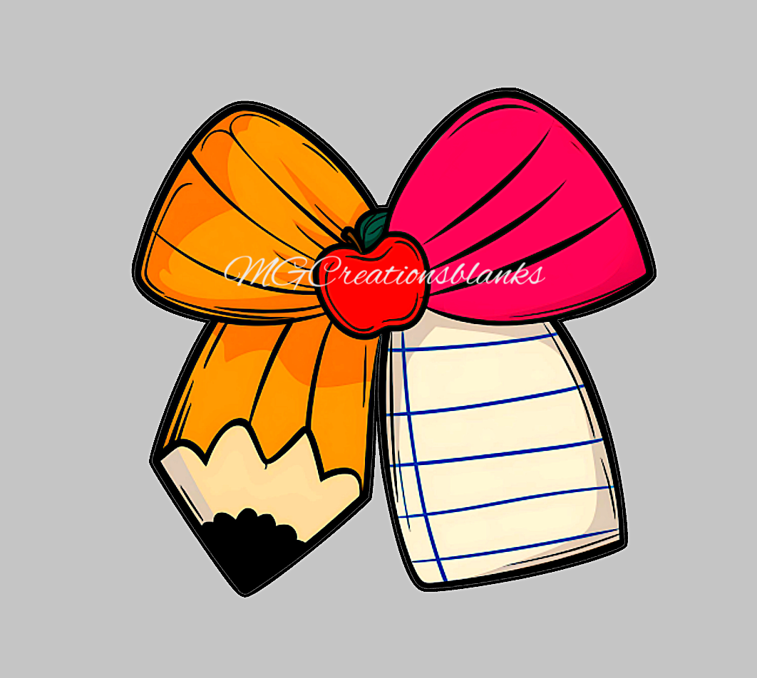 Teacher pencil bow clear acrylic blank for badge reels & vinyl decal, Teacher pencil bow acrylic blank, vinyl decal, cast acrylic, teacher badge reel (Copy)
