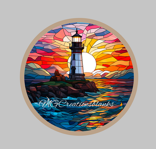 Lighthouse stained glass acrylic blanks for badge reels & vinyl decal, Lighthouse acrylic blank, Lighthouse vinyl decal, Ocean clear cast acrylic,  Beach badge reel