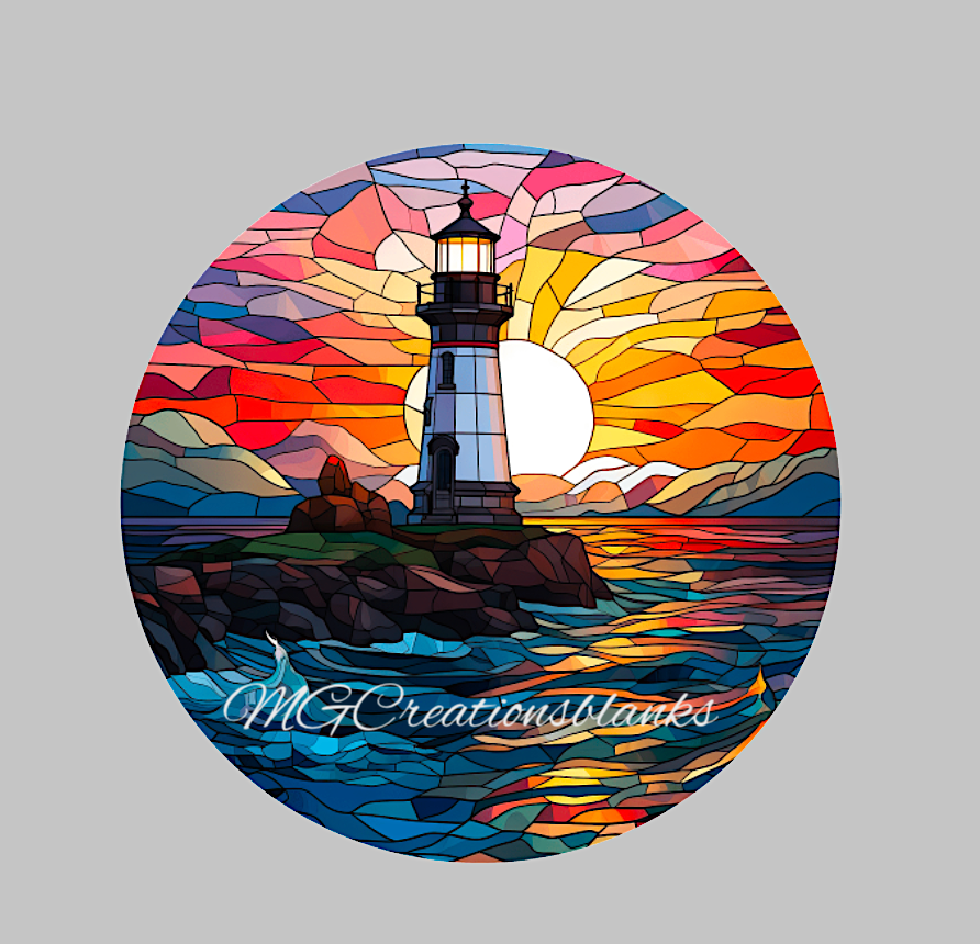 Lighthouse stained glass acrylic blanks for badge reels & vinyl decal, Lighthouse acrylic blank, Lighthouse vinyl decal, Ocean clear cast acrylic, Beach badge reel