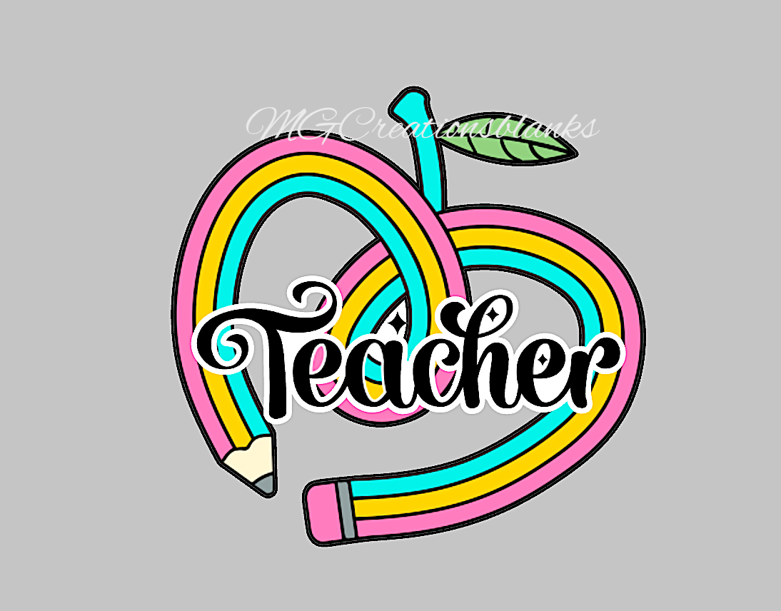 Teacher heart clear acrylic blanks for badge reels & vinyl decal, teacher heart acrylic blank, back to school decal, teacher decal, teacher apple cast acrylic, pencil badge reel