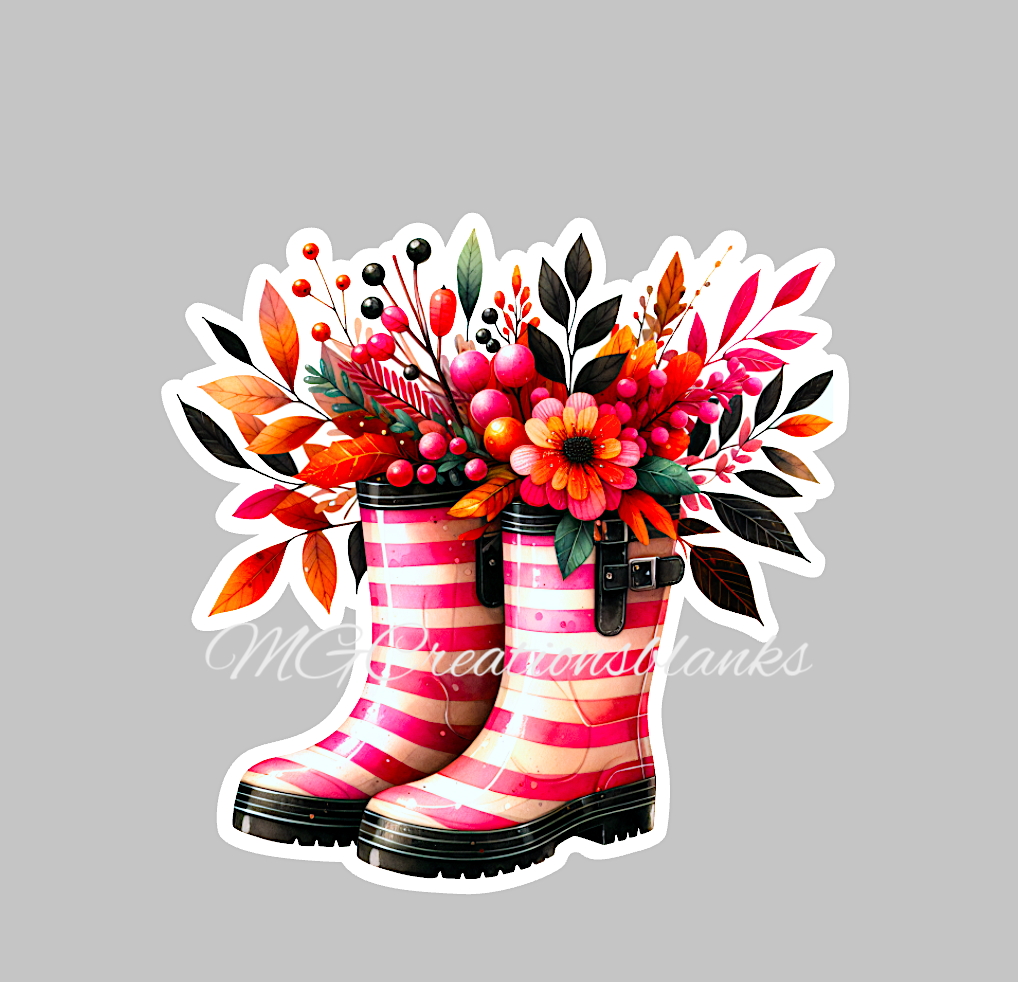 Fall boots clear acrylic blanks for badge reels with matching vinyl decal, boots acrylic blank, fall boots vinyl decal,Fall acrylic blank