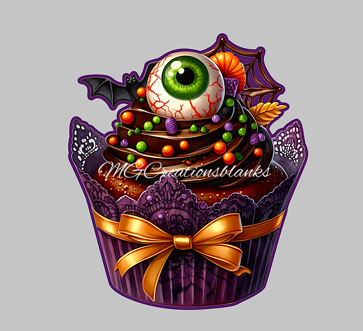 Halloween cupcake clear acrylic blanks for badge reels with matching vinyl decal, Halloween cupcake acrylic blank, Halloween cupcake vinyl decal, Halloween, cupcake