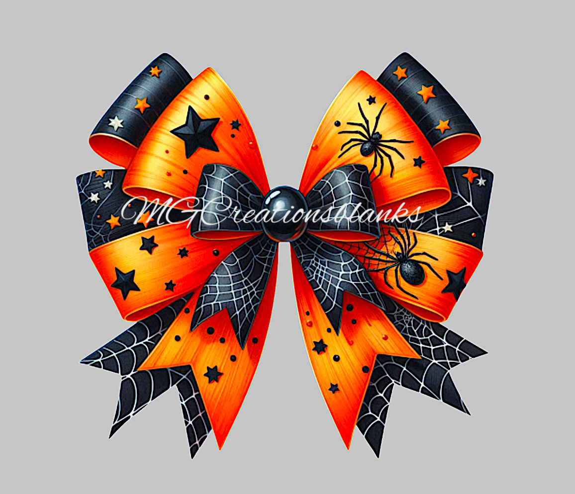 Halloween Croquette Bow clear acrylic blanks for badge reels with matching vinyl decal, Halloween Bow acrylic blank, Halloween Bow vinyl decal, Halloween