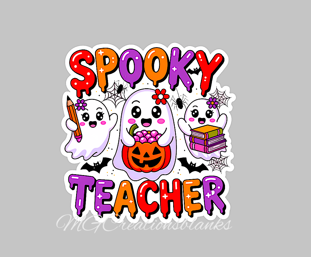 Spooky teacher clear acrylic blanks for badge reels & vinyl decal, acrylic blank, spooky teacher vinyl decal, halloween teacher cast acrylic, teacher badge reel