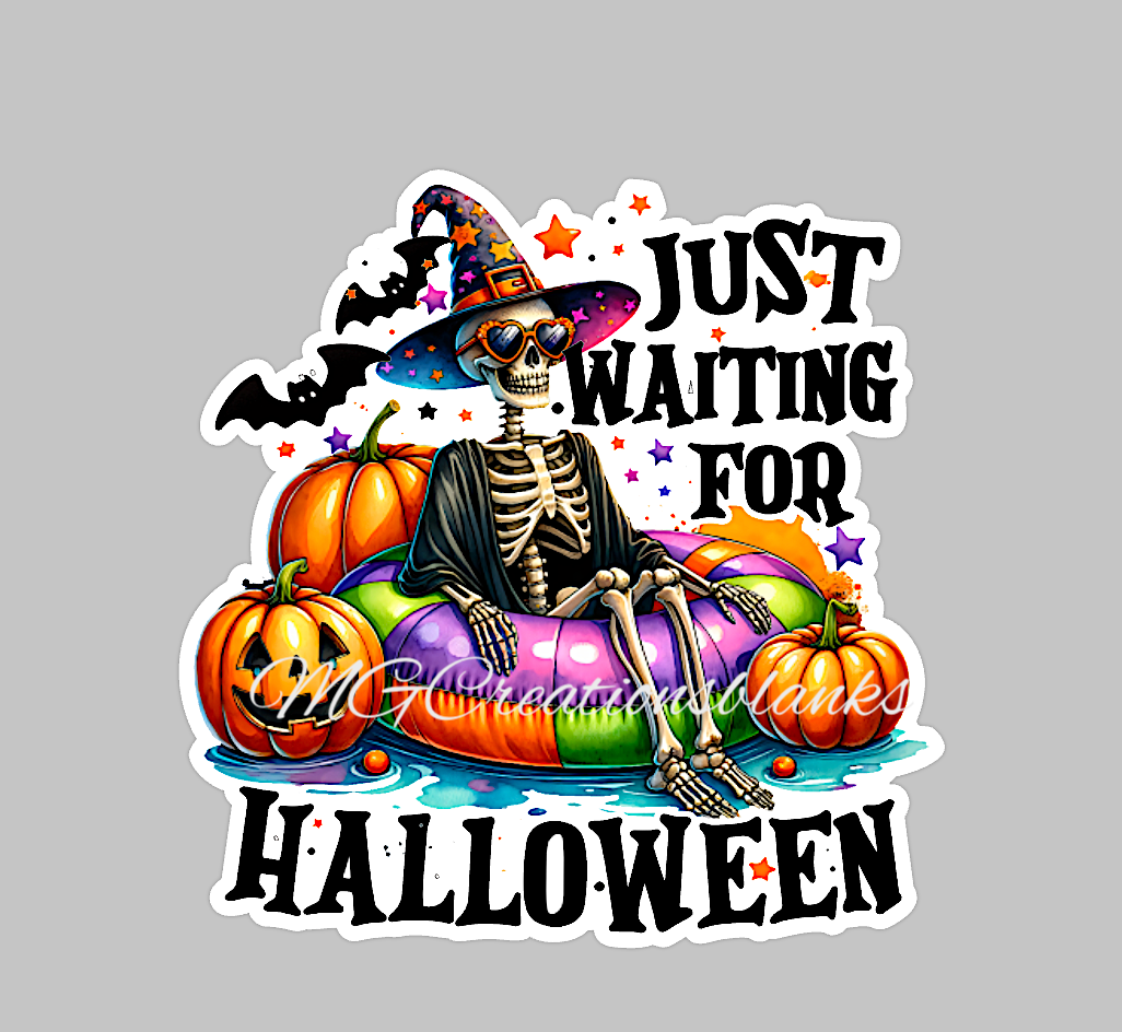 Waiting for halloween clear acrylic blanks for badge reels with matching vinyl decal, happy halloween acrylic blank, decal, vinyl decal, Halloween season, happy halloween acrylic blank, Halloween