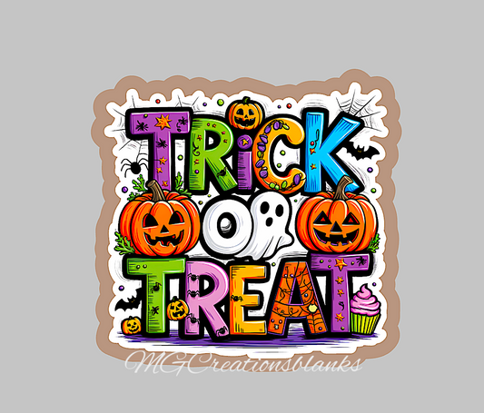 Trick or treat clear acrylic blanks for badge reels & vinyl decal, Trick or treat acrylic blank, Trick or treat vinyl decal, Halloween