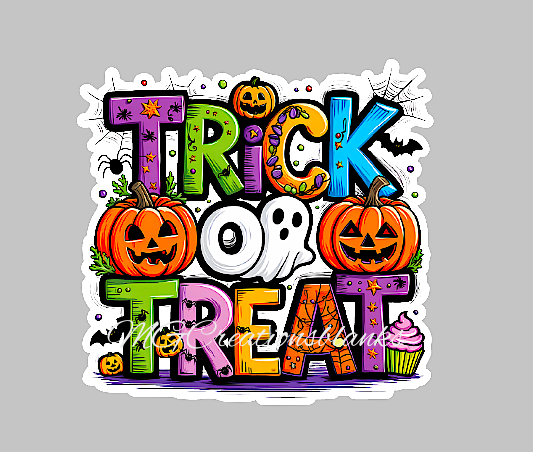 Trick or treat clear acrylic blanks for badge reels & vinyl decal, Trick or treat acrylic blank, Trick or treat vinyl decal, Halloween