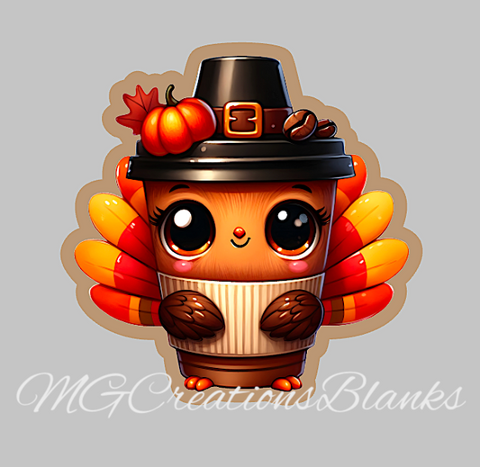 Thanksgiving Turkey drink clear acrylic blanks for badge reels with matching vinyl decal, acrylic blank, decal, vinyl decal, Fall acrylic blank, Happy Thanksgiving