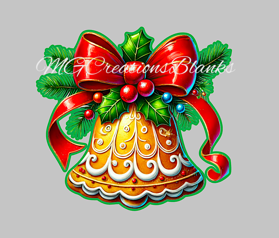 Christmas Bell clear acrylic blank for badge reel with matching vinyl decal, Christmas Bell clear acrylic blank, Christmas Bell clear vinyl decal, Christmas Bell