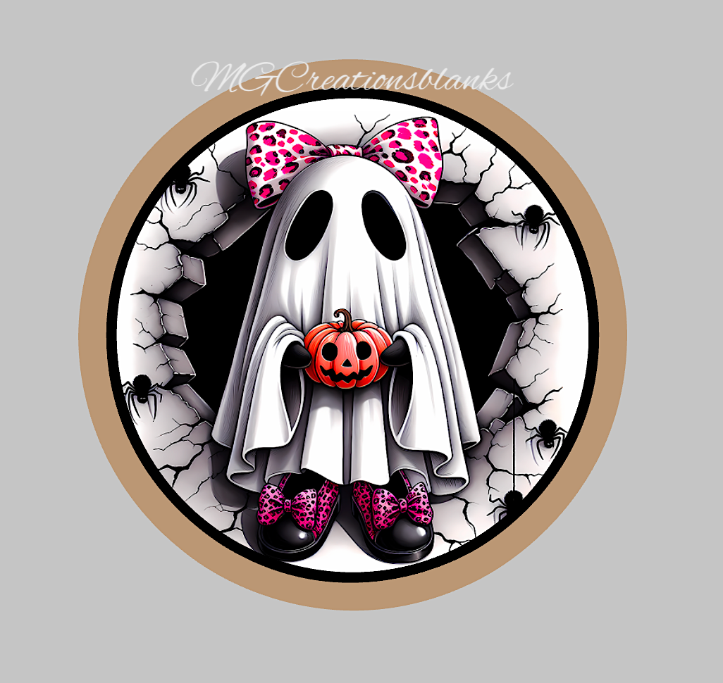 Halloween ghost, ghost clear acrylic blanks for badge reels with matching vinyl decal, ghost acrylic blank, halloween ghost vinyl decal, ghost acrylic blank, Halloween ghost