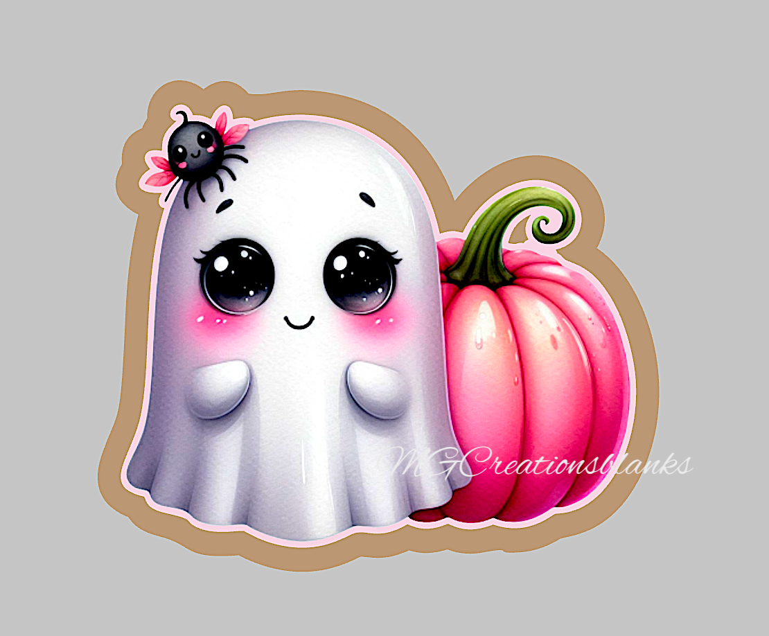 Halloween ghost, ghost clear acrylic blanks for badge reels with matching vinyl decal, ghost acrylic blank, halloween ghost vinyl decal, ghost acrylic blank, Halloween ghost
