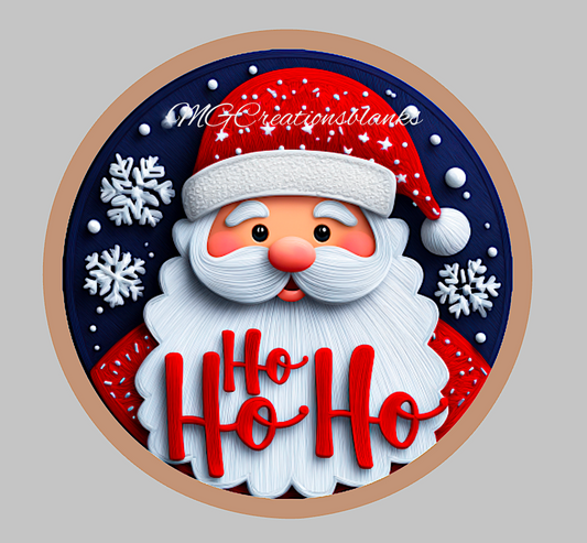 Ho Ho Ho Santa clear acrylic blank for badge reel with matching vinyl decal, santa acrylic blank, Christmas ho ho ho decal, acrylic, Christmas acrylic blank