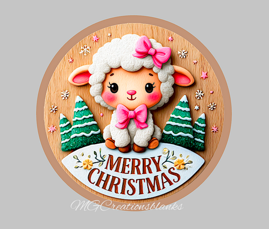 Merry Christmas clear acrylic blank for badge reel with matching vinyl decal, santa acrylic blank, Merry Christmas vinyl decal, Lamb decal, Merry Christmas acrylic blank