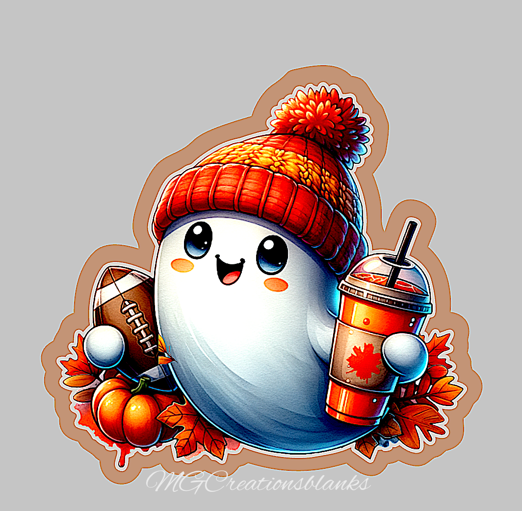 Halloween ghost, ghost clear acrylic blanks for badge reels with matching vinyl decal, acrylic blank, decal, vinyl decal, ghost acrylic blank, Halloween ghost