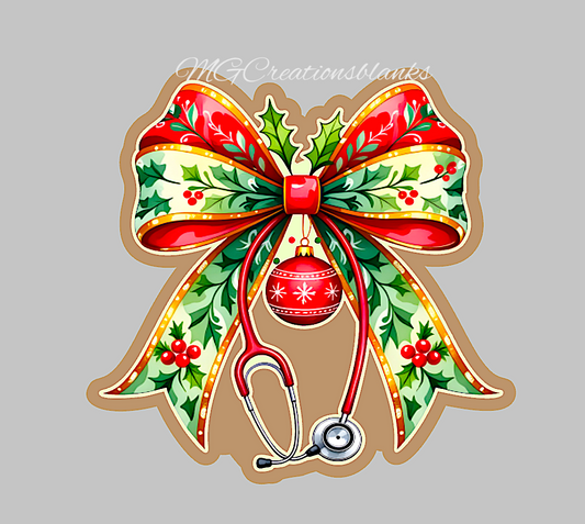 Holiday nurse stethoscope clear acrylic blank for badge reel with vinyl decal, Santa's favorite nurse acrylic blank, Nurse vinyl decal, Christmas decal, acrylic, Christmas nurse acrylic blank, Nurse stethoscope, Nurse, stethoscope