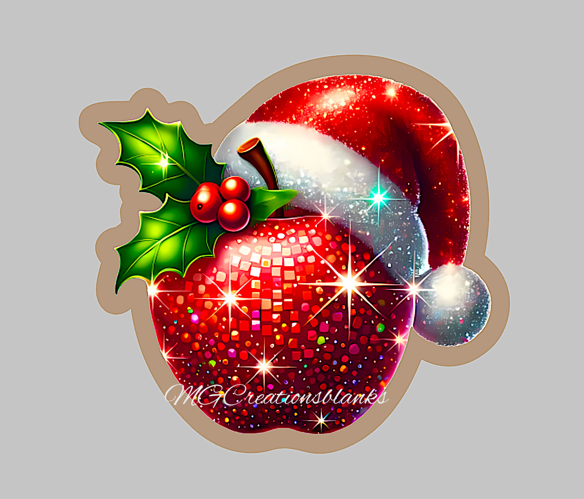 Santa teacher apple clear acrylic blank for badge reel with vinyl decal, Teacher Christmas acrylic blank, teacher vinyl decal, Santa's favorite teacher acrylic blank