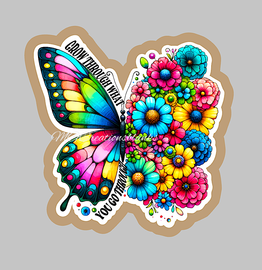 Grow through what you go through acrylic blanks & vinyl decal, acrylic blank, decal, vinyl decal, cast acrylic, Growth clear acrylic blank, personal growth clear acrylic blank badge reel, motivation acrylic blank