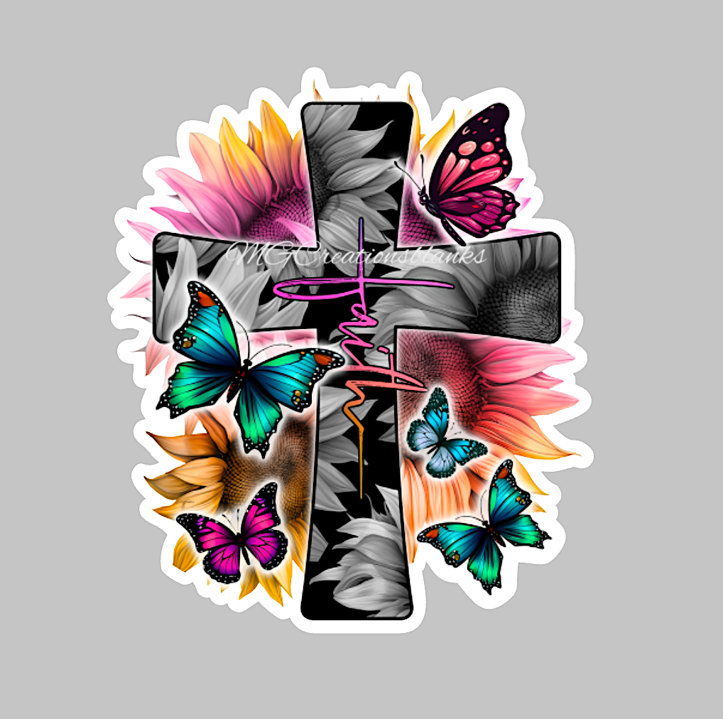 Faith clear acrylic blanks & vinyl decal, Faith acrylic blank, decal, vinyl decal, cast acrylic, Cross badge reel, acrylic blank