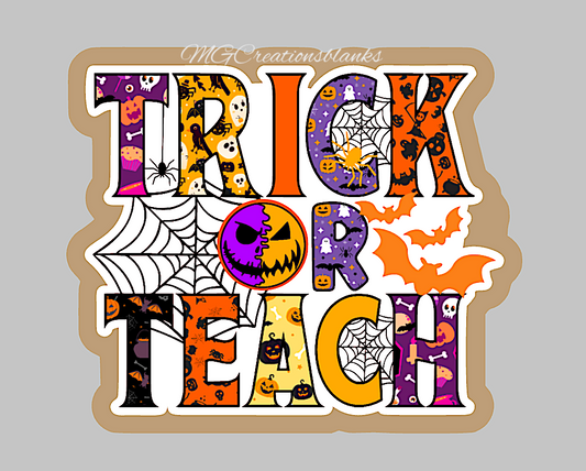 Trick or teach clear acrylic blanks for badge reels & vinyl decal, acrylic blank, decal, vinyl decal, cast acrylic, teacher badge reel
