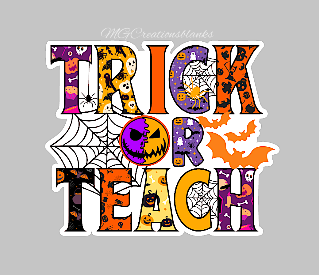 Trick or teach clear acrylic blanks for badge reels & vinyl decal, acrylic blank, decal, vinyl decal, cast acrylic, teacher badge reel