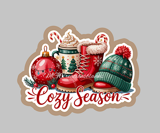 Cozy season clear acrylic blank for badge reel with vinyl decal, Cozy season DIY acrylic blank, ChristmasCozy season craft  acrylic, Christmas acrylic blank