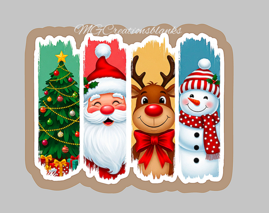 Merry Christmas clear acrylic blank for badge reel with vinyl decal, Santa acrylic blank, Merry Christmas vinyl decal, Santa reindeer decal, Merry Christmas acrylic blank