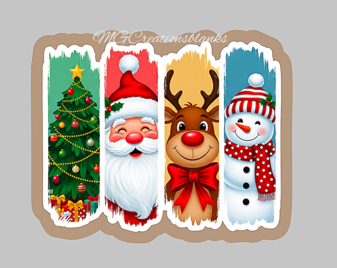 Merry Christmas clear acrylic blank for badge reel with vinyl decal, Santa acrylic blank, Merry Christmas vinyl decal, Santa reindeer decal, Merry Christmas acrylic blank