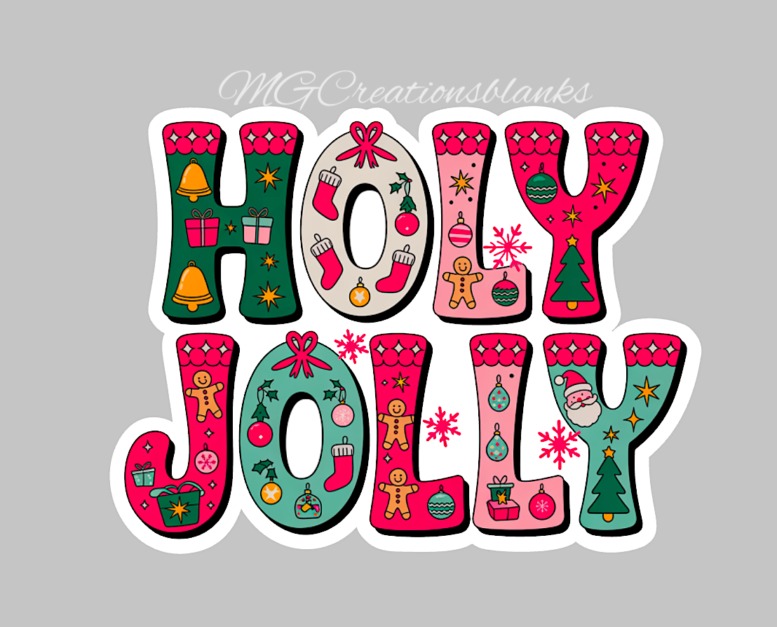 Merry Christmas clear acrylic blank for badge reel with vinyl decal, Holly Jolly Christmas acrylic blank, Merry Christmas vinyl decal, Merry Christmas acrylic blank