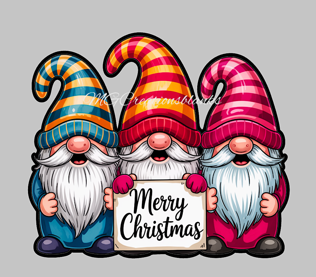 Christmas Gnomes acrylic blank for badge reel with vinyl decal, holiday acrylic blank, Christmas gnome vinyl decal, Christmas gnomes decal, Christmas gnome, Merry Christmas