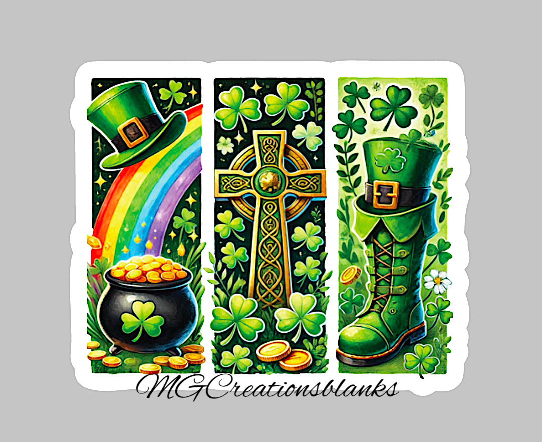 St. Patrick’s Day acrylic blanks for badge reels with vinyl decal, Lucky acrylic blank, Irish clover decal, St. Patrick DIY craft blank