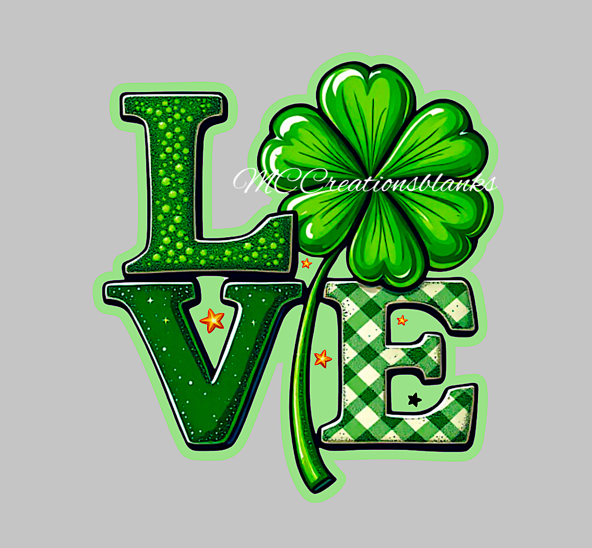 St. Patrick’s Day love acrylic blanks for badge reels with vinyl decal, Irish Love DIY clear blank, St. Patrick Day love craft blank