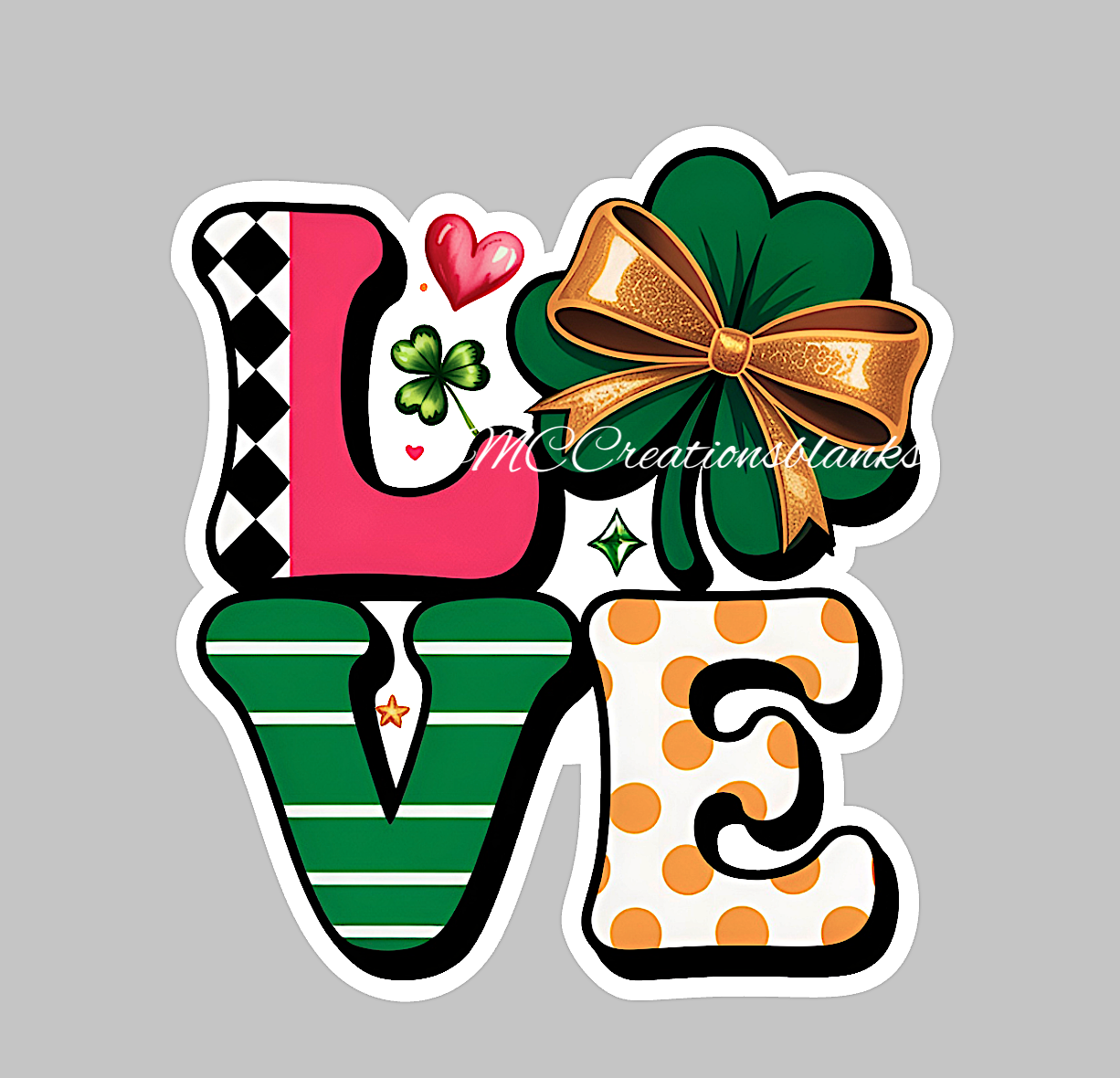 St. Patrick’s Day love acrylic blanks for badge reels with vinyl decal, Irish Love DIY clear blank, St. Patrick Day love craft blank