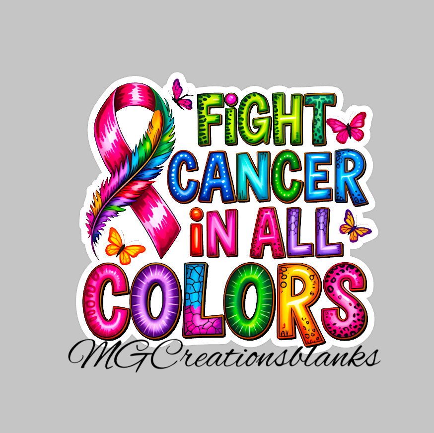 Fight cancer in all colors clear acrylic blanks & vinyl decal, cancer DIY acrylic blank, cancer awareness badge reel supplies, cancer craft blank (Copy)
