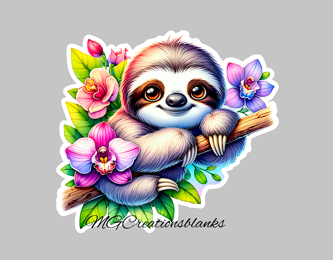 Sloth clear acrylic blanks for badge reels with vinyl decal, sloth acrylic blank, sloth DIY craft blank for badge reels