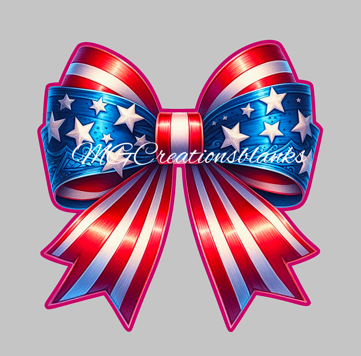 4th of July bow clear acrylic blanks for badge reels with vinyl decal, 4th of July Bow DIY acrylic blank, Independence day craft acrylic blank