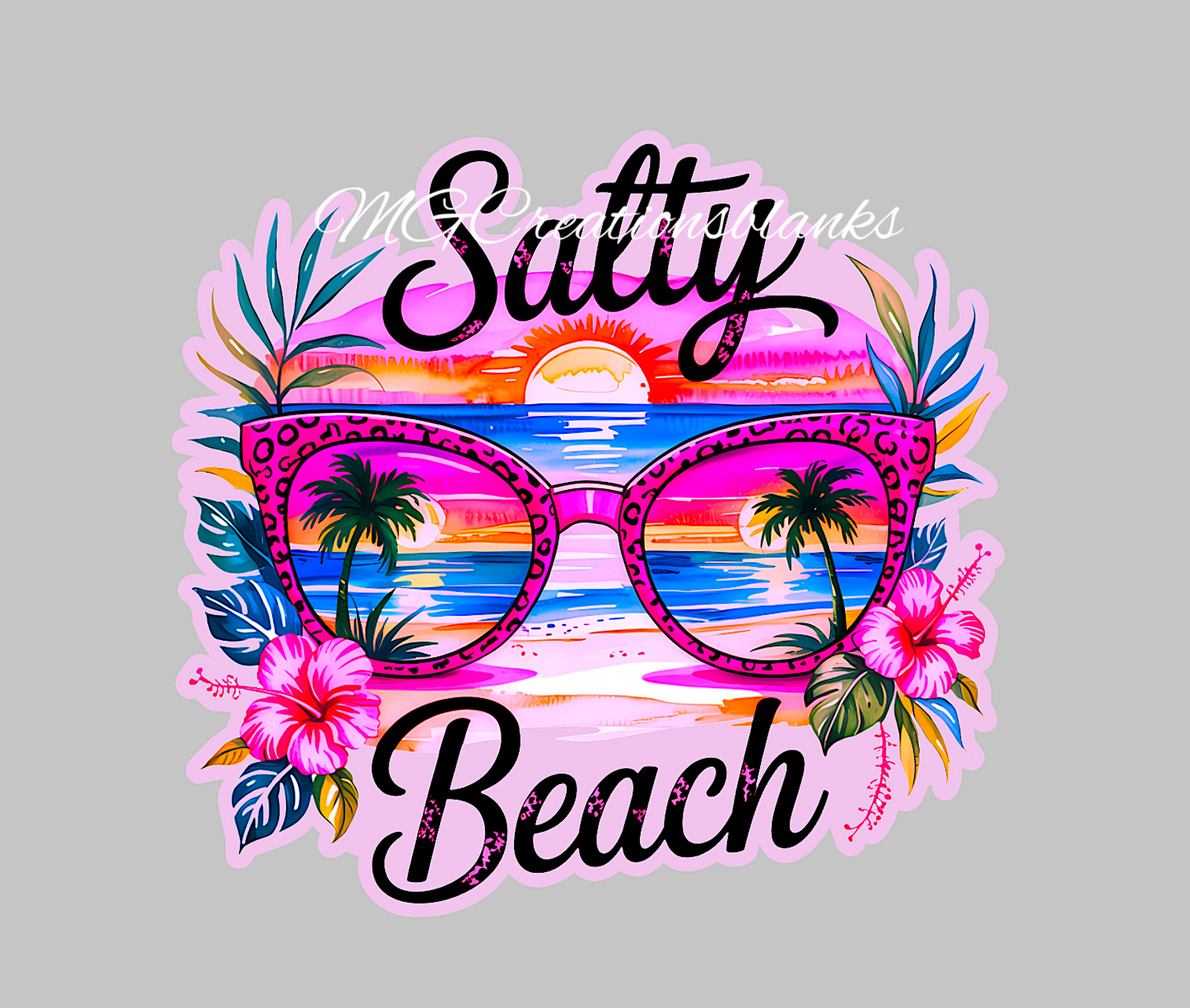 Salty Beach acrylic blank for badge reels & vinyl decal, summer acrylic blank, summer DIY craft blank, Salty Beach badge reel blank