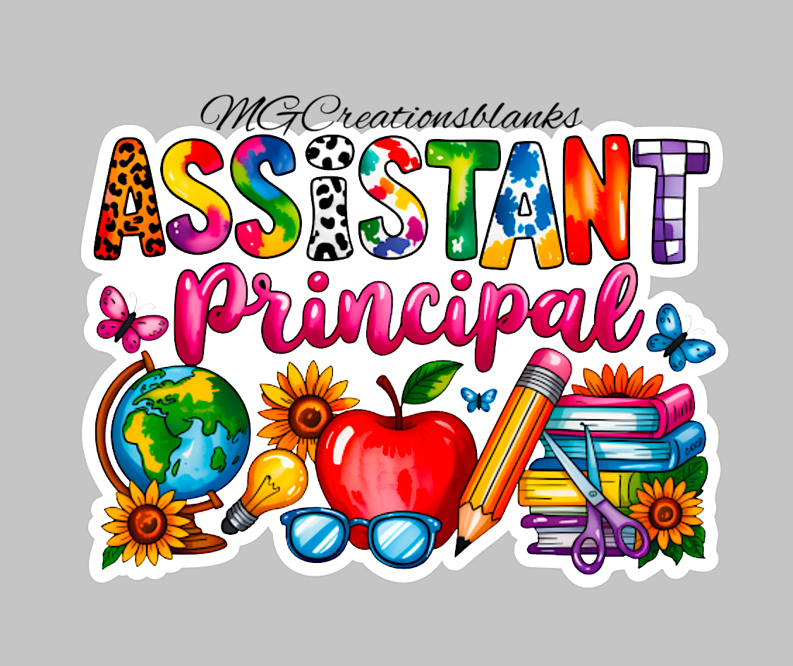 Assistant Principal clear acrylic blank for badge reels & vinyl decal, assistant principal DIY acrylic blank, AP craft blank, Principal badge reel supplies