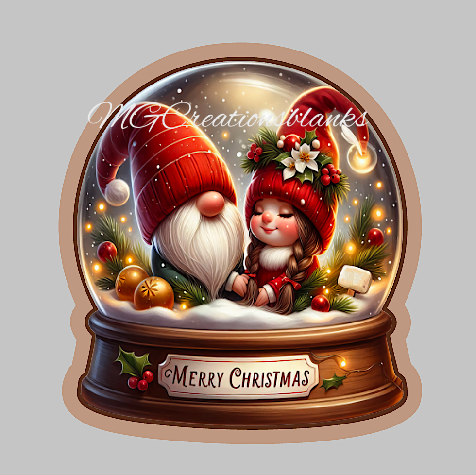 Mr. and Mrs. Claus snow globe clear acrylic blank for badge reel with vinyl decal, Santa snow globe DIY acrylic blank, Christmas snow globe craft acrylic blank, Snow globe Santa acrylic blank