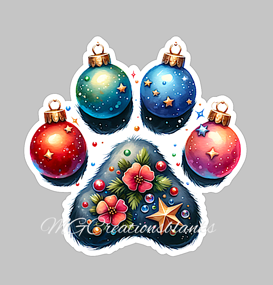 Christmas ornament paw acrylic blank for badge reels & vinyl decal, pad DIY acrylic blank, ornament paw craft acrylic blank, Holiday ornament paw craft blank