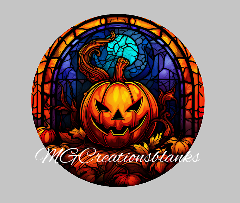 Halloween pumpkin stained glass clear acrylic blank for badge reels with vinyl decal, Halloween pumpkin acrylic blank, Pumpkin DIY blank