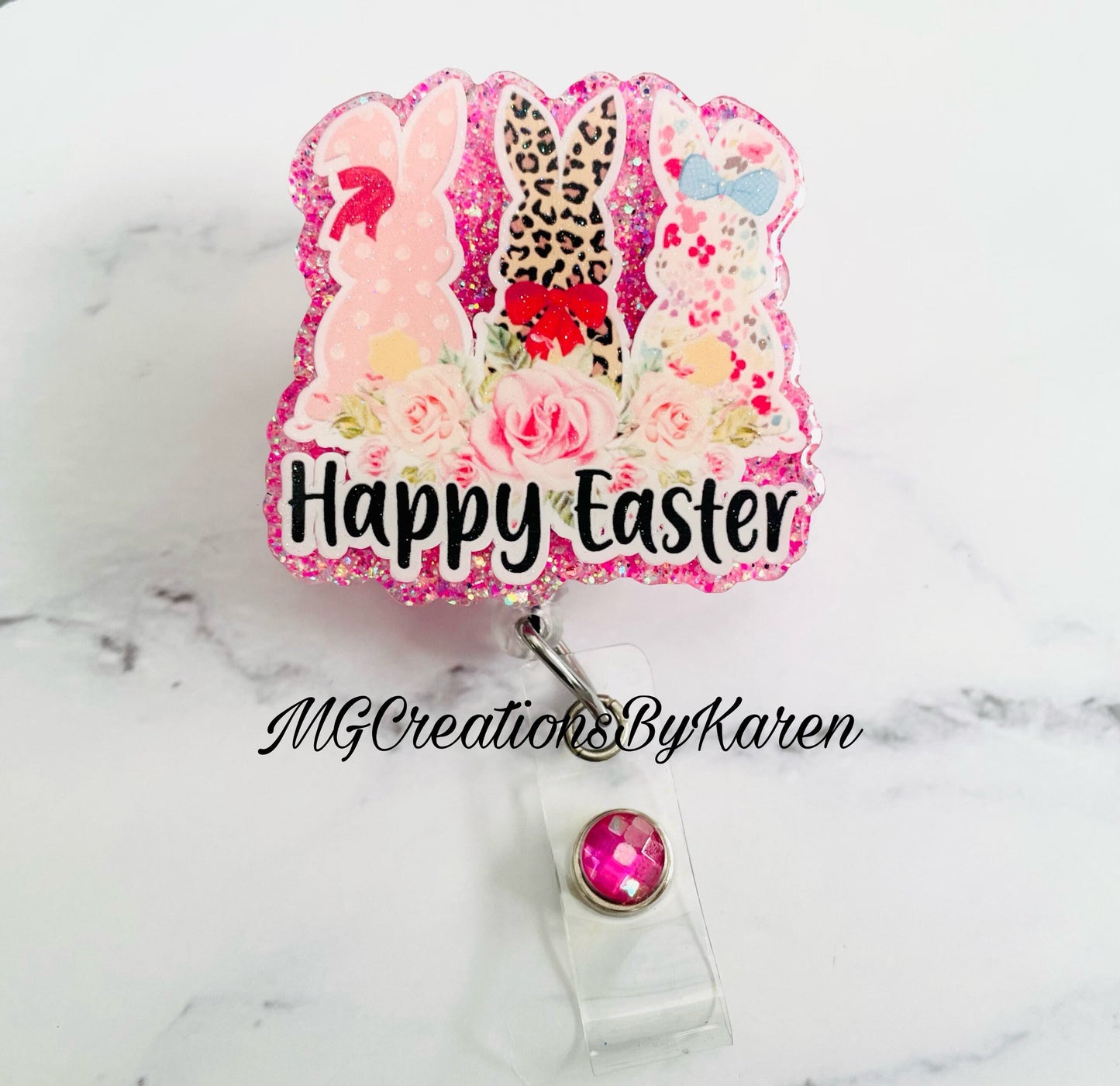 Easter Sitting Bunnies clear acrylic blanks for badge reels with matching vinyl decal, acrylic blank, decal, vinyl decal, Easter, acrylic